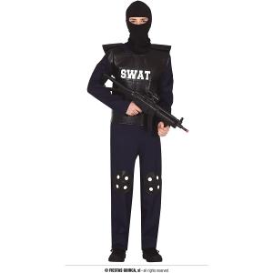 COSTUME POLIZIOTTO SWAT SQUADRA ANTI SOMMOSSA AGENTE SPECIALE TAGLIA 14-16 ANNI