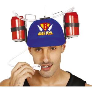 CAPPELLO BEVITORE DI BIRRA BLU CON CANNUCCE