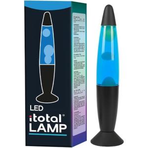 LAMPADA LAVA LED BLU BASE NERA CERA BIANCA