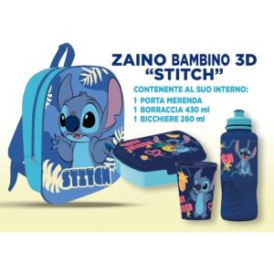 STITCH ZAINETTO BAMBINO 3D 30 CM CON ACCESSORI