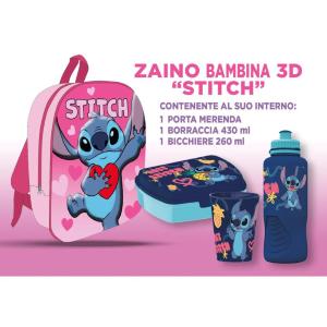 STITCH ZAINETTO BAMBINA 3D 30 CM CON ACCESSORI