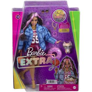 BARBIE EXTRA - BAMBOLA MORA CON MECHES ROSA E CAGNOLINO