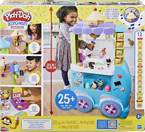 PLAYDOH KITCHEN CREATIONS IL SUPER CAMIONCINO DEI GELATI PLAYSET 95 CM CON SUONI E ACCESSORI