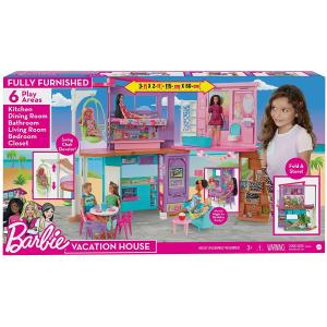 BARBIE NUOVA CASA DI MALIBU PLAYSET CON 6 STANZE, 2 PIANI, ASCENSORE ALTALENA