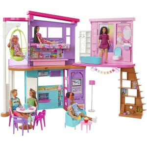 BARBIE NUOVA CASA DI MALIBU PLAYSET CON 6 STANZE, 2 PIANI, ASCENSORE ALTALENA