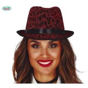 CAPPELLO GANGSTER LEOPARDATO ROSSO