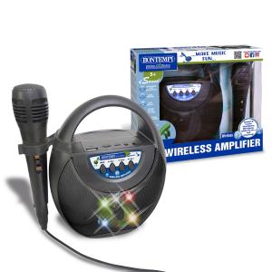 AMPLIFICATORE WIRELESS CON MICROFONO DINAMICO ED EFFETTI LUMINOSI