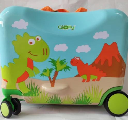 GIOLLY TROLLEY DA VIAGGIO VALIGIA CAVALCABILE DINOSAURO