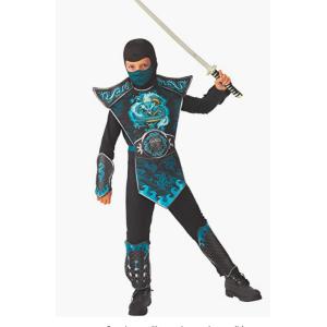 COSTUME DA DRAGO BLU NINJA BAMBINO TAGLIA 8-10 ANNI