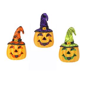 ZUCCA CON LUCE E CAPPELLO 22 CM DIAM CM 12 COLORI ASS.