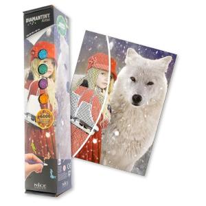 DIAMANTINY ARTIST - MEDIUM TELA 30X40 CM BIMBA CON PATTINI E LUPO