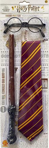 Prodotto: RUB-301119 - KIT ACCESSORI HARRY POTTER: OCCHIALI, CRAVATTA E  BACCHETTA - RUBIE'S