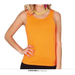 MAGLIA MAGLIETTA CON BRETELLE ARANCIONE NEON ANNI 80 DONNA