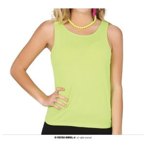 MAGLIA MAGLIETTA CON BRETELLE CANOTTA VERDE NEON ANNI 80 DONNA