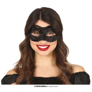 MASCHERA DOMINO PAILLETTES NERA