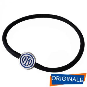 BRACCIALE NERO CON PIASTRINA LOGO INTER 