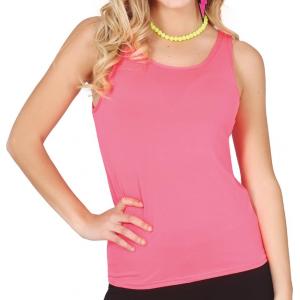 MAGLIA MAGLIETTA CON BRETELLE CANOTTA ROSA NEON ANNI 80 DONNA