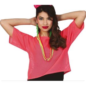 MAGLIA MAGLIETTA ROSSA ROSA NEON ANNI 80 DONNA