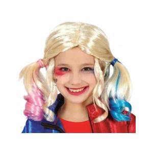 PARRUCCA CODINI COLORATI PER BAMBINI IN CONFEZIONE HARLEY QUINN