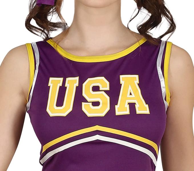 COSTUME CHEERLEADER TEEN RAGAZZA POM POM BLU 14-16 ANNI