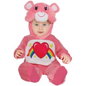 COSTUME BABY ORSO ROSA ORSETTO CUORE ARCOBALENO PILE TAGLIA 12-18 MESI