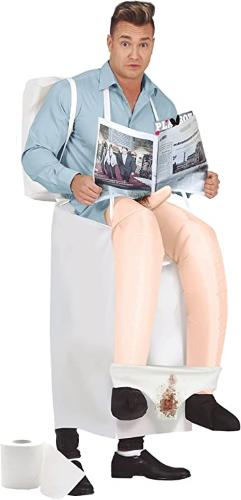 COSTUME DIVERTENTE TOILET UOMO SEDUTO SUL WATER GONFIABILE TAGLIA 52-54