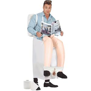 COSTUME DIVERTENTE TOILET UOMO SEDUTO SUL WATER GONFIABILE TAGLIA 52-54