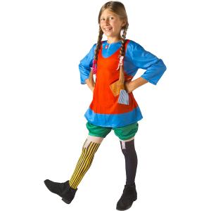 COSTUME PIPPI CALZE LUNGHE TAGLIA 4-6 ANNI CON PARRUCCA
