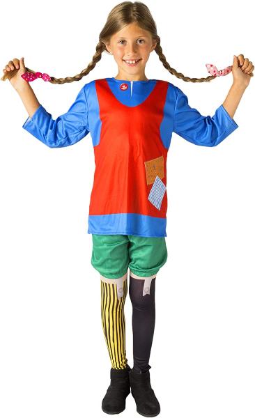 COSTUME PIPPI CALZE LUNGHE TAGLIA 4-6 ANNI CON PARRUCCA
