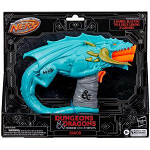 NERF DUNGEONS AND DRAGONS GREEN DRAGON RAKOR BLASTER CON 4 DARDI