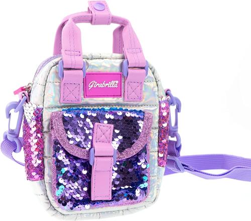 GIRABRILLA BORSETTA TRACOLLA PUFFER SHOULDER BAG PAILLETTES REVERSIBILI VIOLA