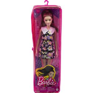 BARBIE FASHIONISTAS - BAMBOLA CAPELLI CASTANI CON ABITO NERO A FIORI 187