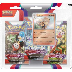 POKEMON BLISTER 3 BUSTINE E 1 CARD SCARLATTO E VIOLETTO ARCANINE 