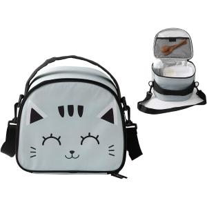 LUNCH BAG CATS BORSA PRANZO CON TRACOLLA CONSERVAZIONE CIBI FREDDO/CALDO GATTO GRIGIO