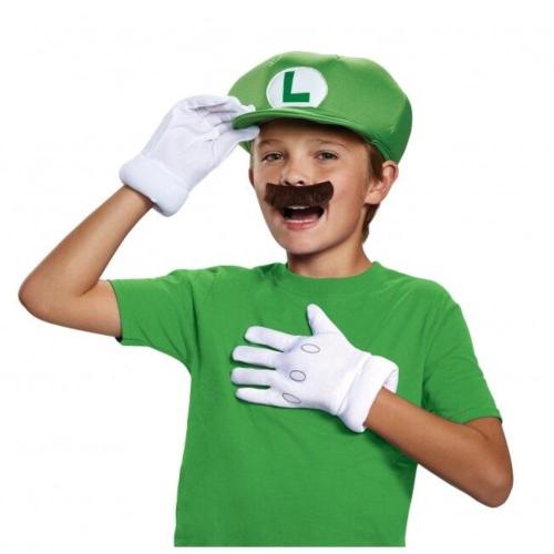 Prodotto: DISGU-73772 - KIT SUPER MARIO LUIGI BAMBINO (GUANTI, CAPPELLO E  BAFFI) - DISGUISE