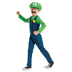 COSTUME SUPER MARIO BASIC LUIGI TAGLIA 3-4 ANNI (TUTA CAPPELLO E BAFFI)