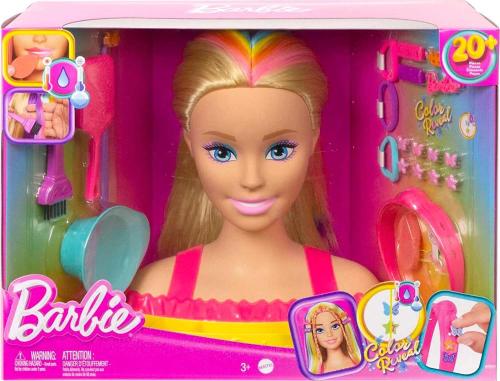 BARBIE COLOR REVEAL STYLING HEAD TESTA DA PETTINARE E TRUCCARE SUPER CHIOMA  ARCOBALENO