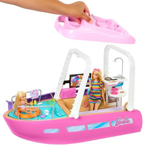 BARBIE BARCA DEI SOGNI PLAYSET CON PISCINA, SCIVOLO E ACCESSORI CROCIERA NAVE
