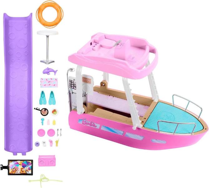 BARBIE BARCA DEI SOGNI PLAYSET CON PISCINA, SCIVOLO E ACCESSORI CROCIERA NAVE