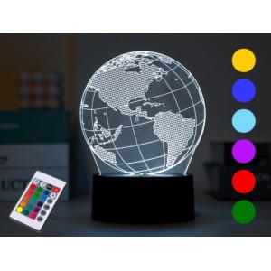 LAMPADA LED 3D MONDO CON BASE TOUCH E TELECOMANDO