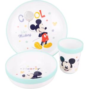 MICKEY SET PAPPA MICRO BICOLOR 3 PZ ANTISCIVOLO GIFT BOX CIOTOLA, BICCHIERE E PIATTO