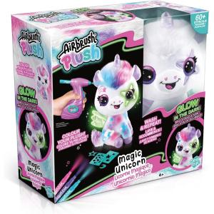 AIRBRUSH PLUSH PELUCHE MAGICO UNICORNO BRILLA AL BUIO DA COLORARE