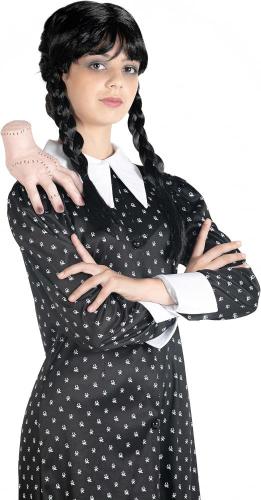 COSTUME MERCOLEDI' ADDAMS VESTITO CON PARRUCCA TAGLIA S 9-10 ANNI