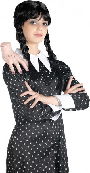 COSTUME MERCOLEDI' ADDAMS VESTITO CON PARRUCCA TAGLIA S 9-10 ANNI