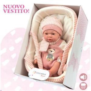 ARIAS - REBORN BEBÈ 40 CM CORPO MORBIDO ROSA IN CULLA 60238