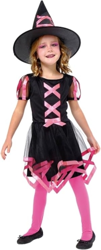 COSTUME STREGA ALLA MODA ROSA TAGLIA 8-10 ANNI