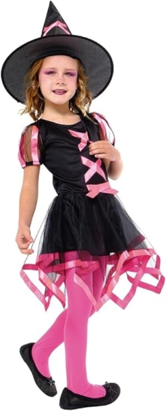 COSTUME STREGA ALLA MODA ROSA TAGLIA 8-10 ANNI