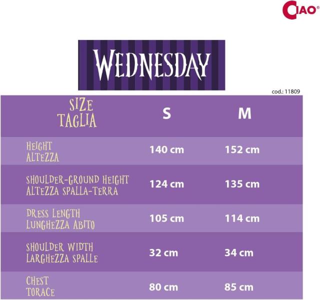COSTUME MERCOLEDI' ADDAMS ABITO BALLO TAGLIA S 8-10 ANNI