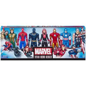 AVENGERS MARVEL TITAN HERO MULTIPACK 7 PERSONAGGI SPIDERMAN,THOR,CAPTAIN AMERICA,IRON MAN,BLACK PANTHER,MARVEL