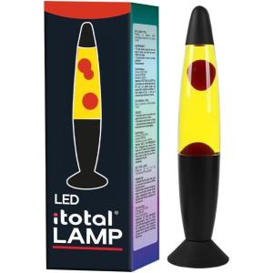 LAMPADA LAVA LED ROSSA BASE NERA CERA BIANCA